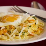 Capelinni pasta with preserved lemons and an egg