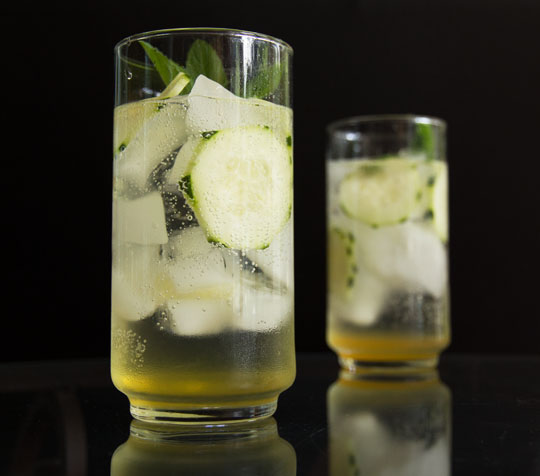 A refreshing cocktail with cucumber, agave and vodka