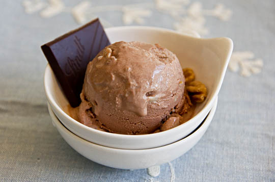 Chocolate Ice Cream with salted pecans
