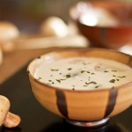 Bowl of garlic mushroom soup