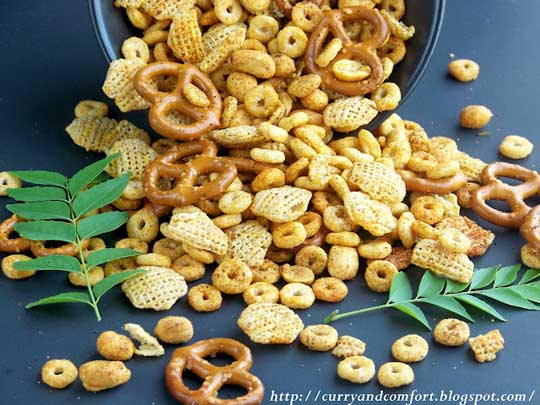 Chex party mix with Masala spice