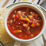 A chunky gazpacho soup