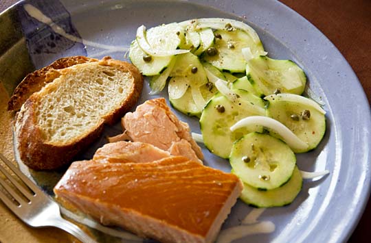 Smoked Salmon with a Cucumber Onion Salad