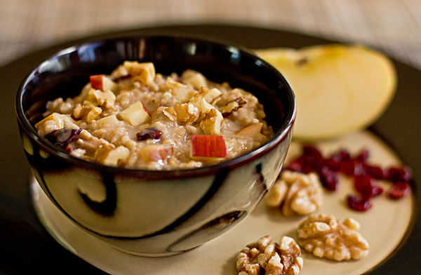Steel Cut Oatmeal with apples, cranberries, and walnuts