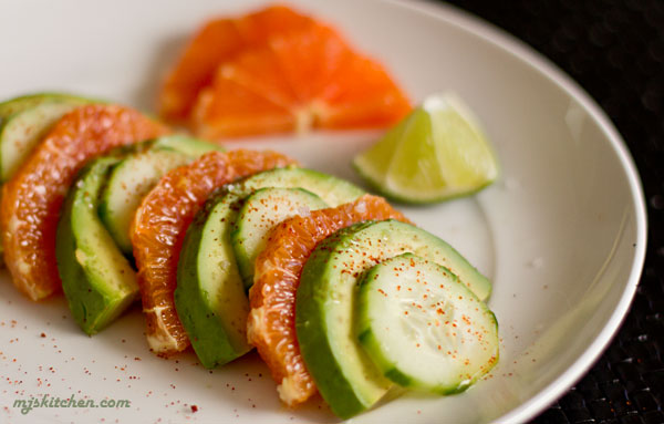 Avocado, Orange, Cucumber Salad - A great side for spicy foods. mjskitchen.com