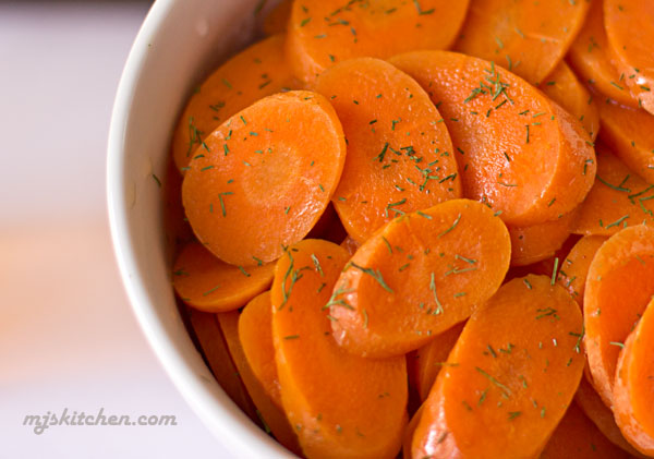 Carrots cooked in bourbon and finished off with a little butter, honey and dill