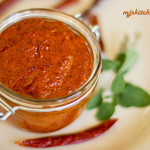 A very spicy chile paste made with chile de arbol and New Mexico red chiles
