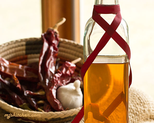 Red Chile infused oil with herbs and spices