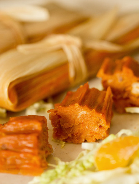 These red chile chicken tamales are non-traditional tamales that are easy to make, simple assembly, and canola oil in place of lard. #tamales #redchile @mjskitchen