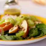 Apple, celery, and radish salad with a Green chile dressing. mjskitchen.com