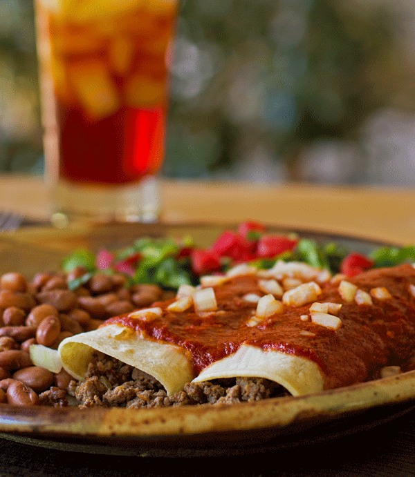 Restaurant style enchiladas with ground beef, chorizo and red chile sauce. mjskitchen.com @MJsKitchen