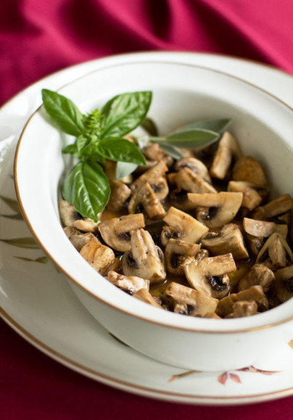 Baked Mushrooms - Mushrooms stewed in olive oil and butter with a variety of fresh herbs.#mushrooms @mjskitchen