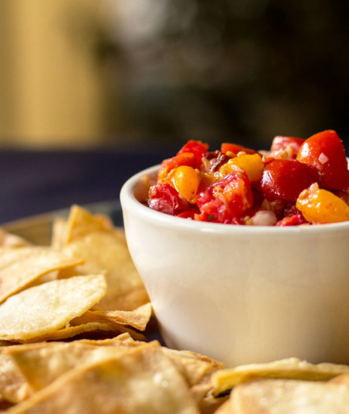 Pico de Gallo with pickled peppers and chipotle flakes #salsa @mjskitchen