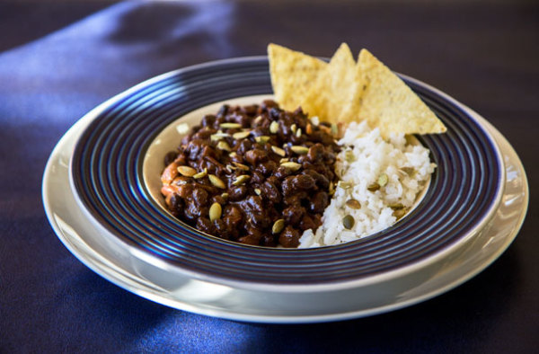 Black beans cooked with a deconstructed black mole | mjskitchen.com