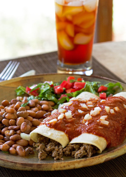 Restaurant style beef and chorizo enchiladas with red chile sauce mjskitchen.come @MJsKitchen