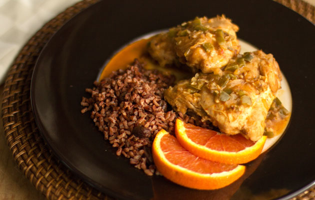 Chicken braised in orange juice with ginger and other spices | mjskitchen.com