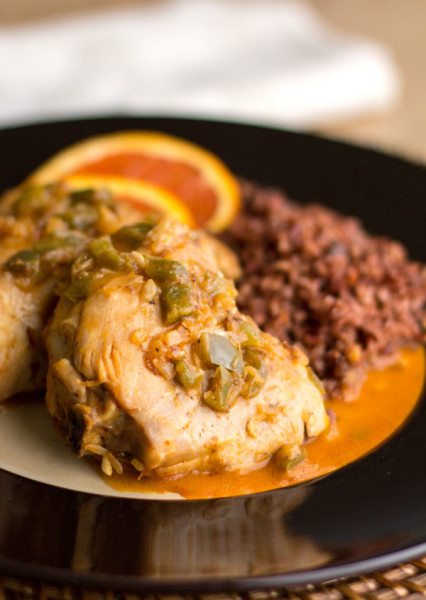 Chicken braised in orange juice with ginger and other spices | mjskitchen.com