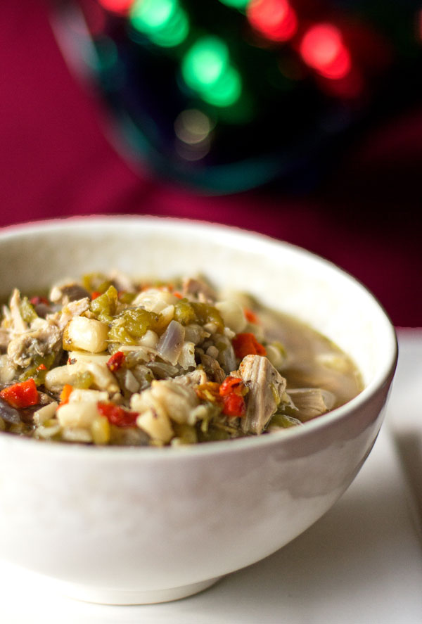 Posole (hominy) with chicken and New Mexico green chile #green #chile #posole' @mjskitchen