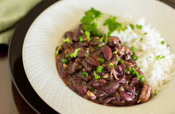 A hearty bowl of Red Beans and Rice with Tasso, a spicy Cajun pork | mjskitchen.com