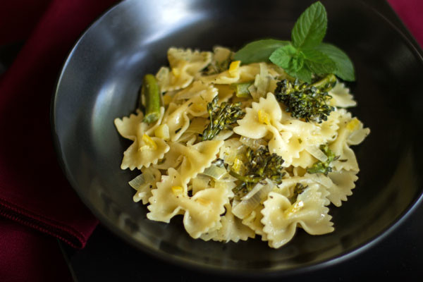 A quick, easy, healthy pasta dish with fresh broccoli, leek, herbs and preserved lemon | mjskitchen.com