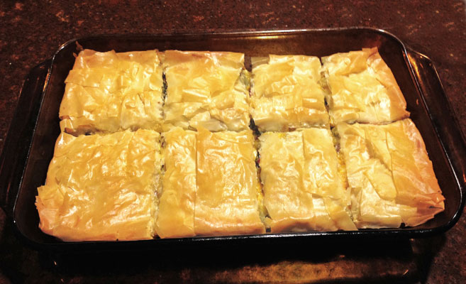 A hearty vegetarian dish with swiss chard wrapped in phyllo pastry | mjskitchen.com