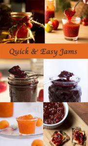 A roundup of quick easy jams recipes that yield 1 to 2 jars of jam, take less than an hour to make and require no storebought pectin. #jams @mjskitchen