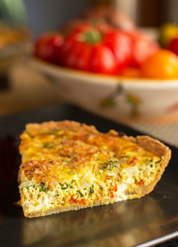Recipe for a Hatch Green Chile Quiche with Pinon Crust, two cheeses, and bacon (if you desire) #hatchchile #quiche @mjskitchen