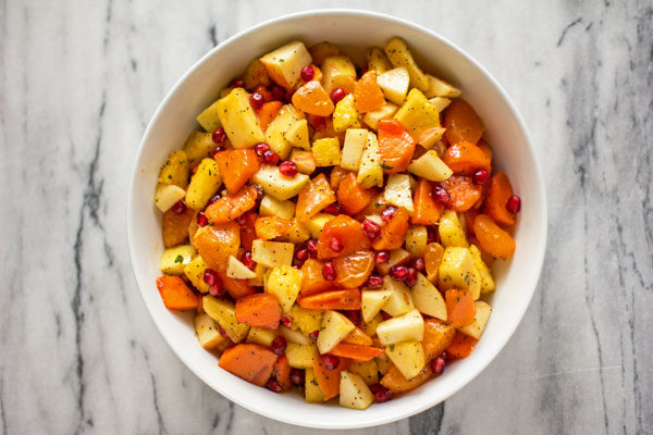 A winter fruit salad made with pineapple, persimmon, citrus and pomegranate) @mjskitchen | mjskitchen.com