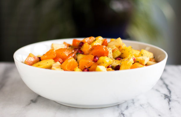 A winter fruit salad made with pineapple, persimmon, citrus and pomegranate) | mjskitchen.com