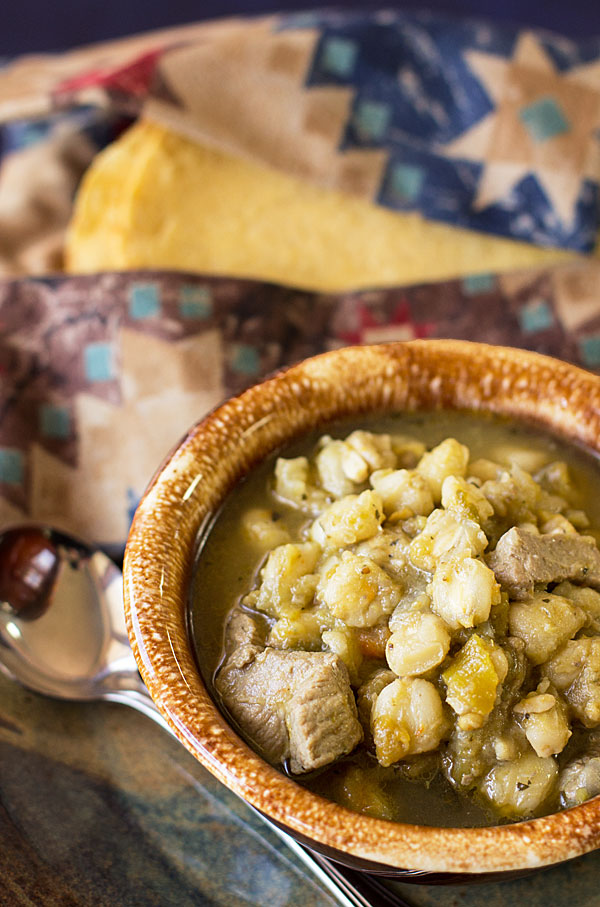 A traditional New Mexico posole' with pork and green chile #posole #pork @mjskitchen