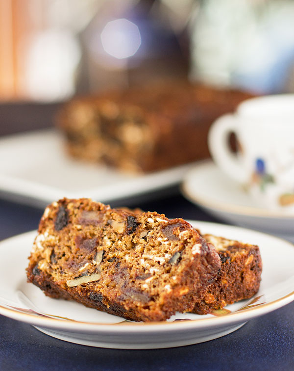 Cherry Date Nut Bread is a fat free quick bread, packed with healthy ingredients and a great complement to tea or coffee. #quickbread #fatfree #bread #cherries @mjskitchen