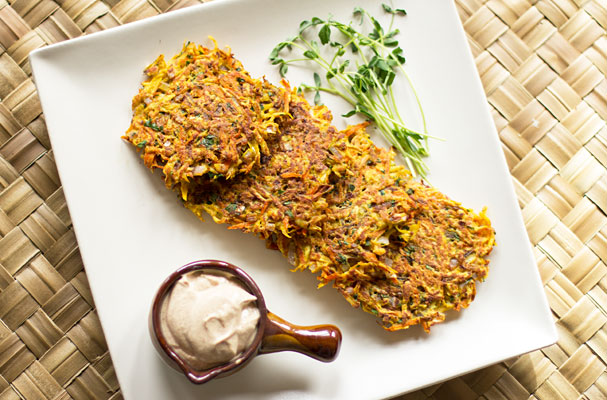 Carrot and Parsnip Patties seasoned with a hint of curry and served with a Spicy Yogurt Sauce #patties #parsnip #carrot @mjskitchen