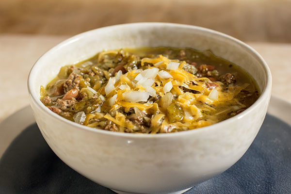 Green Chile Stew - A green chile stew with ground beef, lots of New Mexico green chile, and pinto beans. #greenchile #stew @mjskitchen