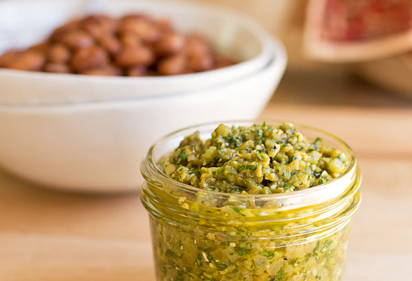 Green Chile Pesto - roasted green chile, cilantro, and just a few more ingredients yield a delightful condiment for many, many dishes. #greenchile #hatchchile #pesto @mjskitchen