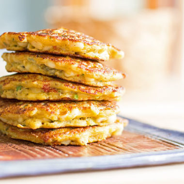 Corn cakes with roasted green and red chile and corn. #corn #greenchile #Hatchchile @mjskitchen