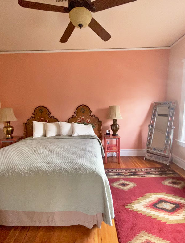 The bedroom of a King Suite at La Catañeda Hotel in Las Vegas, New Mexico #castaneda #NewMexico @mjskitchen
