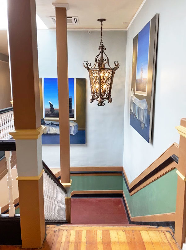 Stairwell in the newly renovated Castañeda in Las Vegas, NM #castaneda #newmexico @mjskitchen