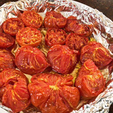 Tomato Confit is a simple and delicious way to enjoy fresh tomatoes. #tomatoes #confit #roasted @mjskitchen