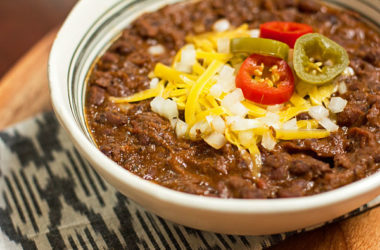 A spicy red bean chili with Mexican chorizo and a variety of chile powders. #chili #redbeans #chorizo @mjskitchen