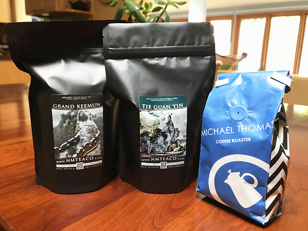 We buy all of our tea and coffee from the NM Tea Company and Michael Thomas Coffee Roasters in Albuquerque, NM. Get selections and products! #tea #coffee #NewMexico @mjskitchen