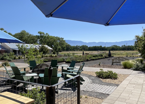 Los Poblanos, New Mexico - view of Sandia Mountains from restaurant