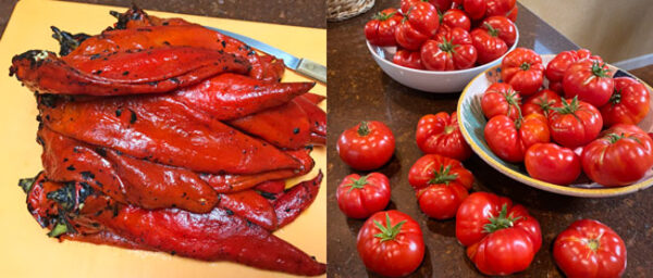 This wonderful fall produce - roasted red chile and fresh tomatoes - make a delicious soup #soup #tomatoes #roastedredchile @mjskitchen